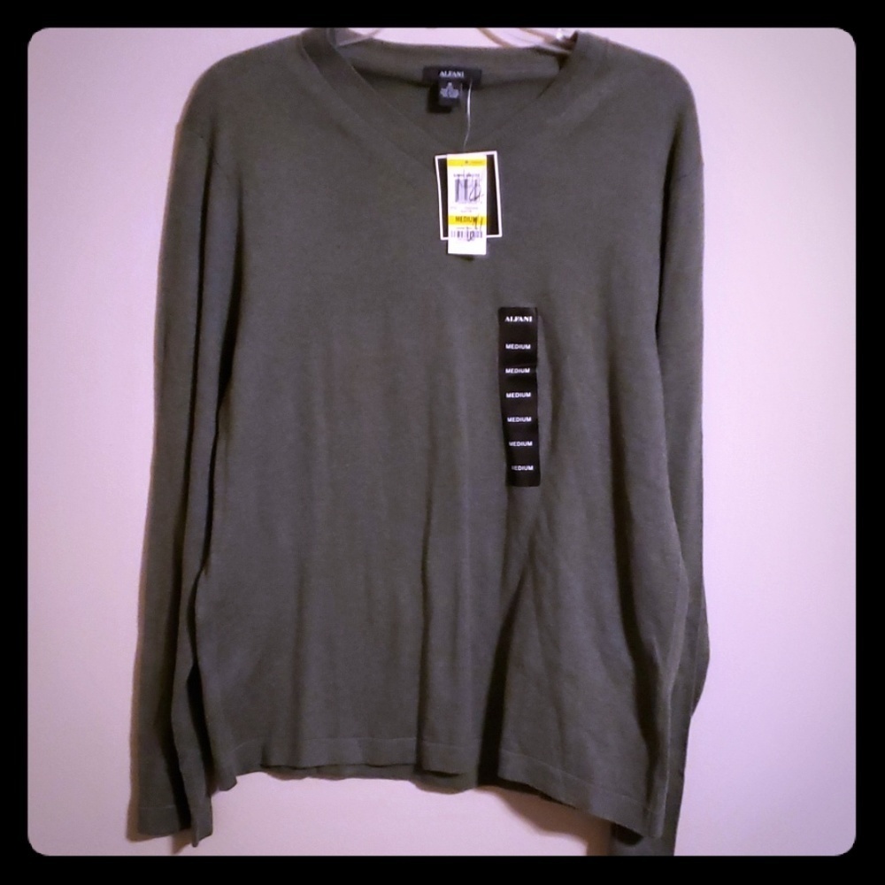 Alfani pima cotton green sweater lightweight nwt